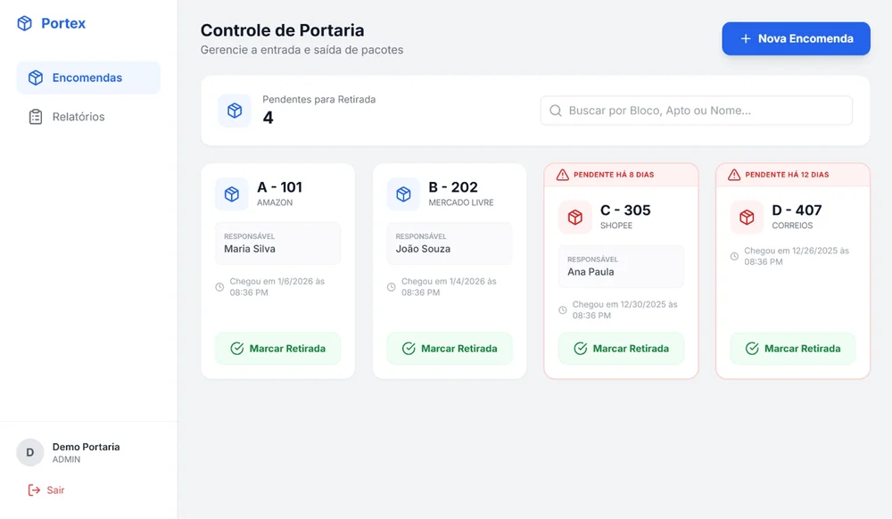 Interface do projeto Portex