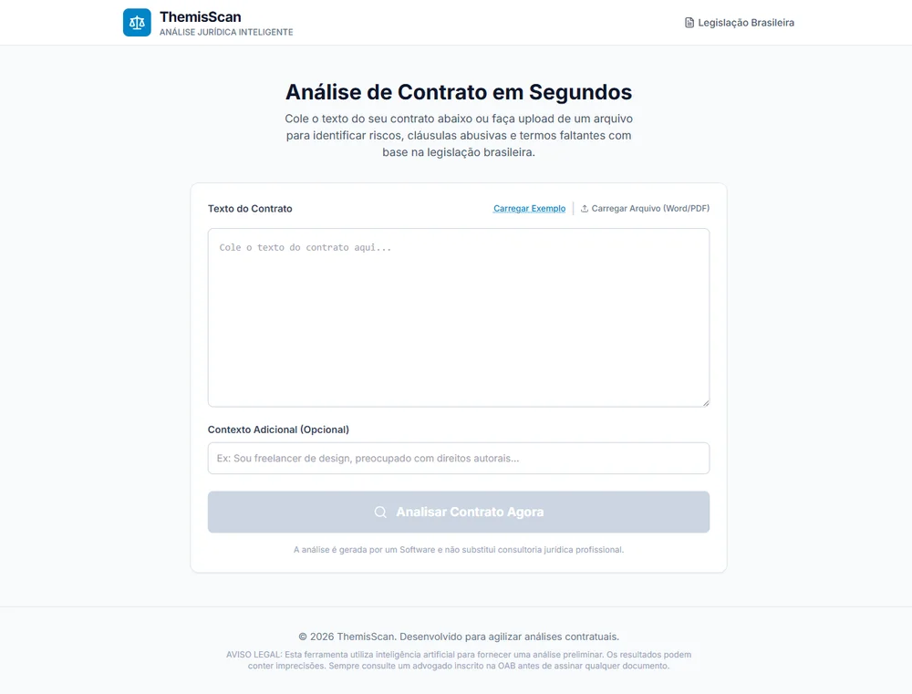 Interface do projeto ThemisScan